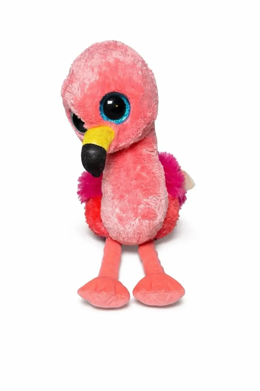 Ty Beanie Boos Gilda Pink Flamingo Plush Blue Eyes Heart New With Tag 14 Inches